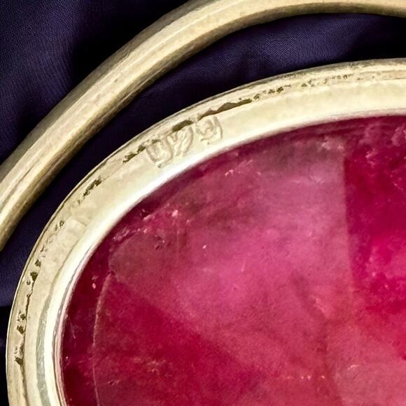 VTG Artisan Crafted Ruby Emerald Sterling Silver Statement Pendant Stamped 925 - Picture 6 of 8